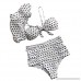 Mikilon Women's Bandeau Ruched High Waist Polka Dots Two Pieces Bikini Set with One Ruffle Flounce Sleeve Swimsuits White B07NXG235J